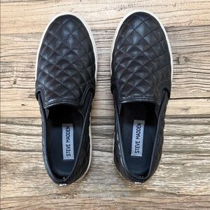 Steve Madden Black Quilted Slip-On Sneakers